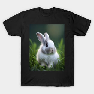 Cute Rabbit  On The Geen Grass T-Shirt